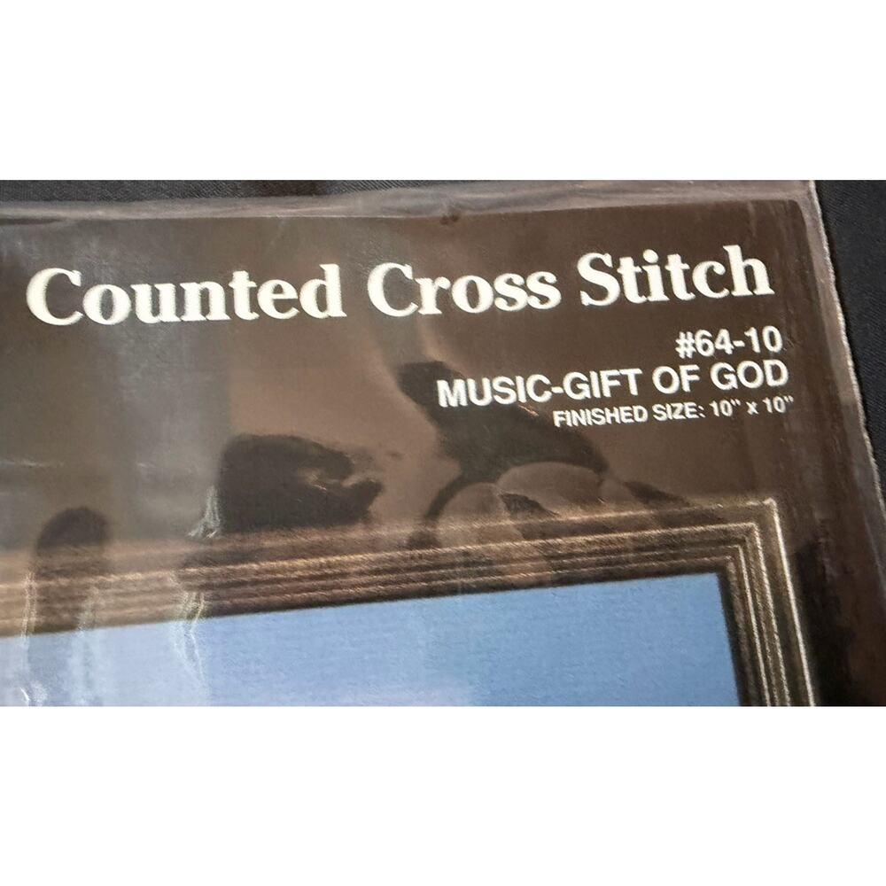 New Vintage 1987 Janlynn Music Gift Of God Cross Stitch Kit #64-10 10x10 - Picture 4 of 5
